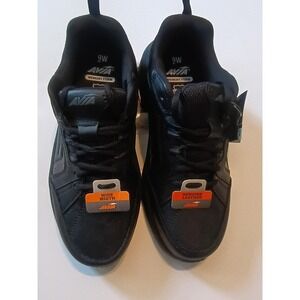 Avia Mens Walking Shoes Black Genuine Leather Memory Foam Wide Width 9W Sneaker